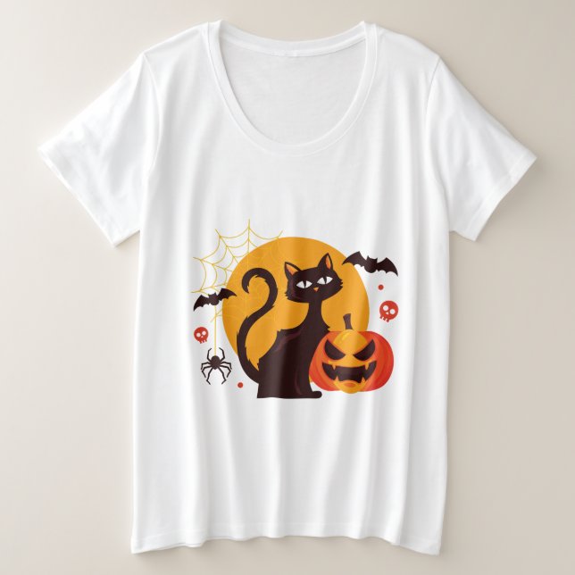 Espeluznante Naranja negro Halloween Cat Pumpkin A (Anverso del diseño)