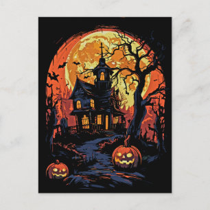 Espeluznante postal de la casa de Halloween