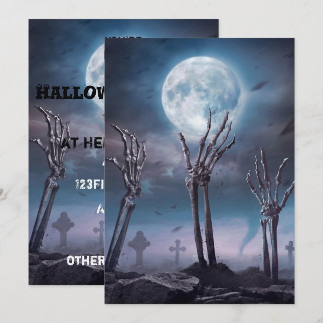 Espeluznante Scary Skeleton Invitación a la fiesta (Anverso / Reverso)