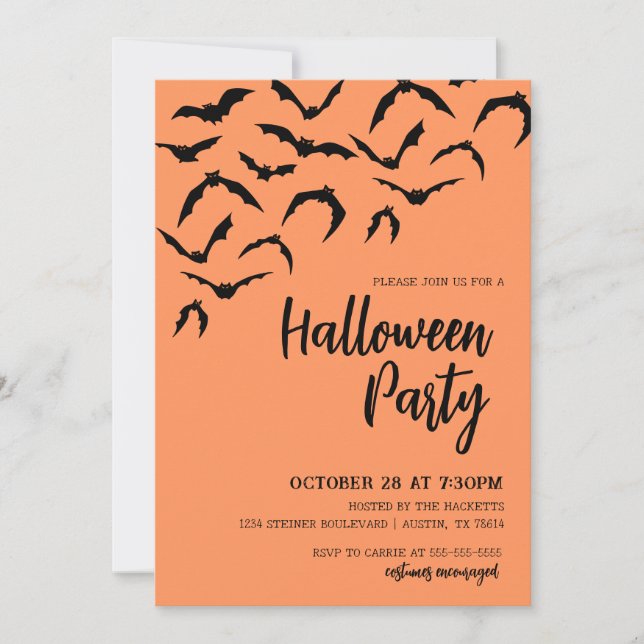 Espeluznantes invitaciones a la fiesta de Hallowee (Anverso)