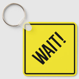 ¡Espera! Llavero metálico cuadrado