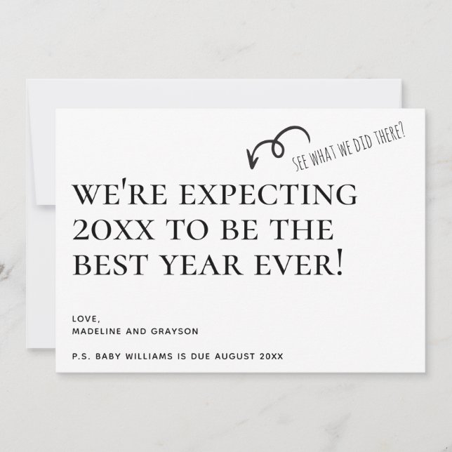 Esperamos Invitación de embarazo de Año Nuevo (Anverso)
