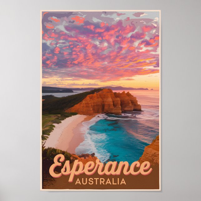 Esperance Australia Ilustracion Viaje al arte Retr (Frente)