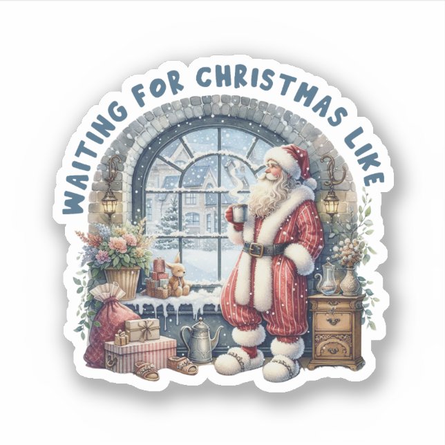 Esperando a los Navidades Pegatina Santa Vinyl (Anverso)