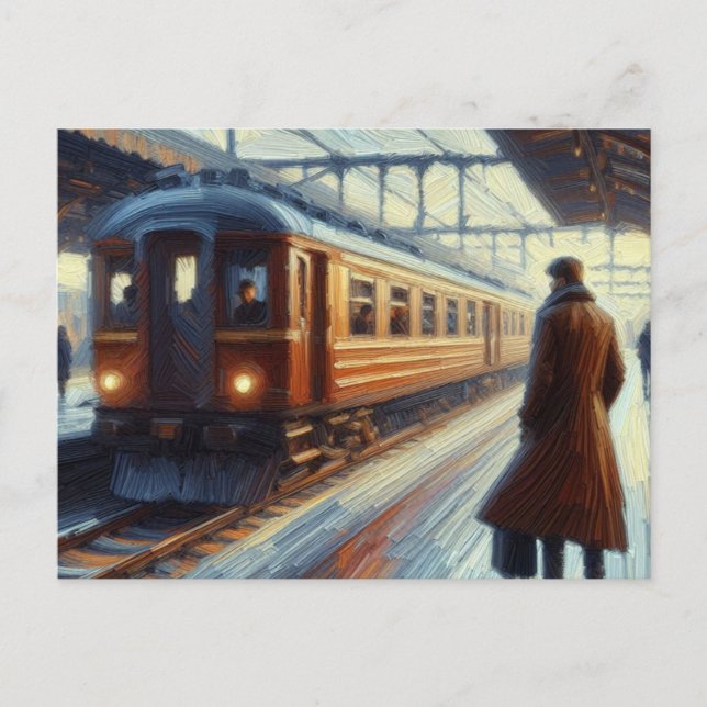 Esperando el tren, postal (Anverso)