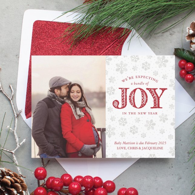 Esperando Navidades de Invitación de Embarazo Aleg (expecting joy pregnancy announcement Christmas card)