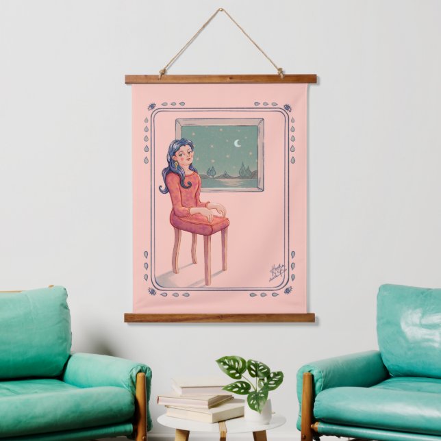 Esperando Por La Ventana Surreal Tapiz Colgante (Sala de estar)