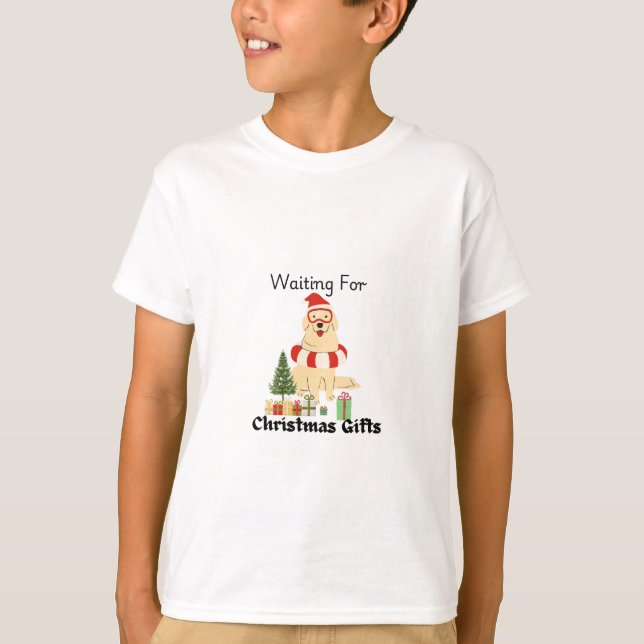 "Esperando regalos de Navidad: divertida camiseta  (Anverso)