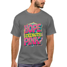 "Esperanza. Fuerza. Rosa." Camiseta de cáncer de s