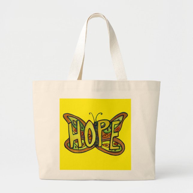 Esperanza Mariposa Palabra Arte Inspirador Bolsas  (Frente)