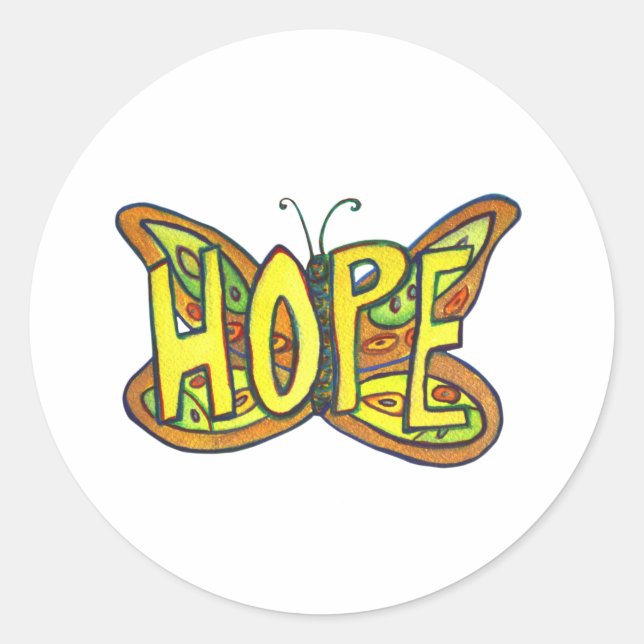 Esperanza Mariposa Palabra Arte Pegatinas Inspirad (Anverso)