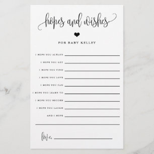 Esperanzas y deseos, tarjeta de papel Baby Shower