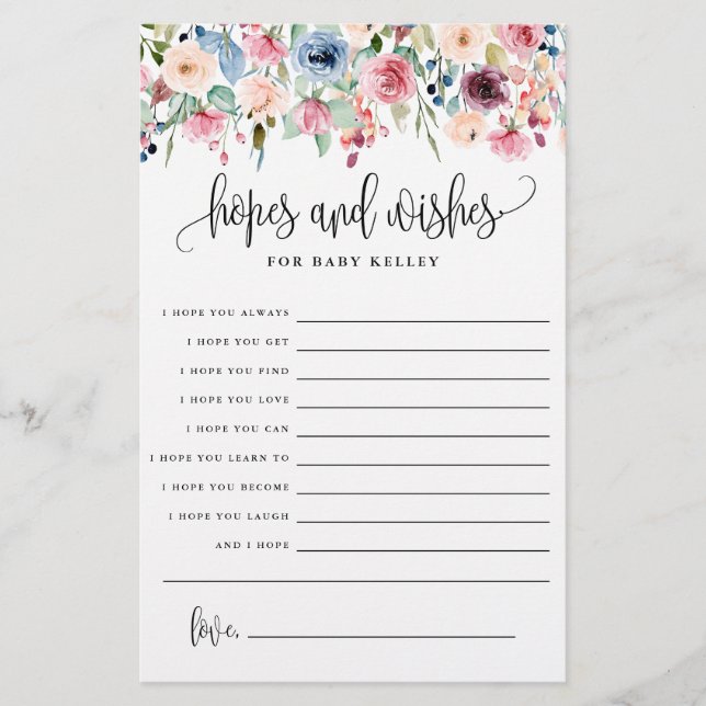 Esperanzas y deseos, tarjeta de papel de consejo p (Frente)