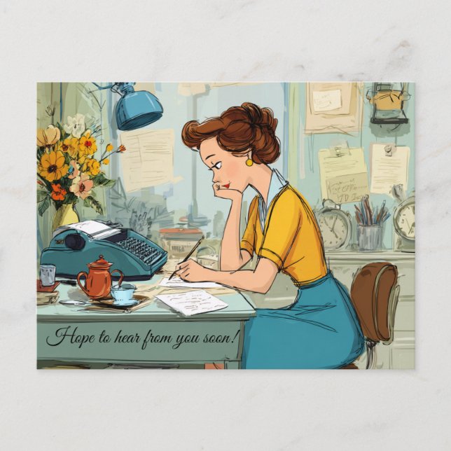 ¡Espero oír de ti pronto! Postal (Anverso)