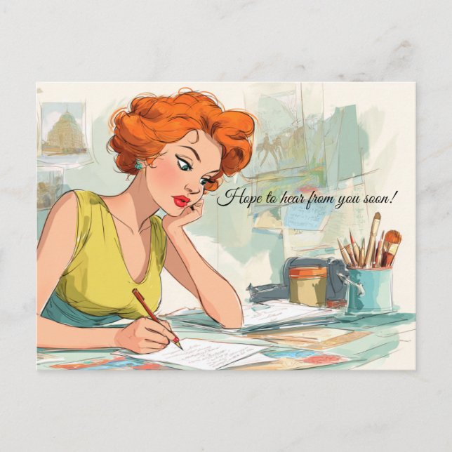 ¡Espero oír de ti pronto! Postal (Anverso)