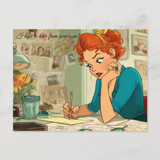 ¡Espero oír de ti pronto! Postal (Anverso)