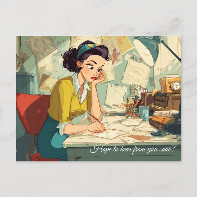 ¡Espero oír de ti pronto! Postal (Anverso)