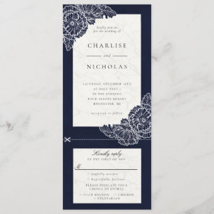 Espías blancos invitación de boda floral de la mar