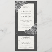 Espías blancos invitación de boda floral gris rsvp