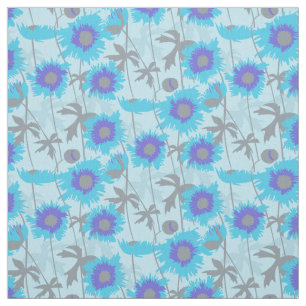 Espías raspadas tela gráfica floral gris azul