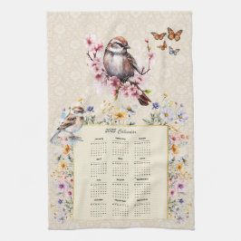Espinilla de toalla de calendario 2025 con flores 