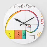 Espiral de Fibonacci y Reloj de pared de matemátic
