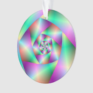 Espiral de ornamentos en turquesa y rosa