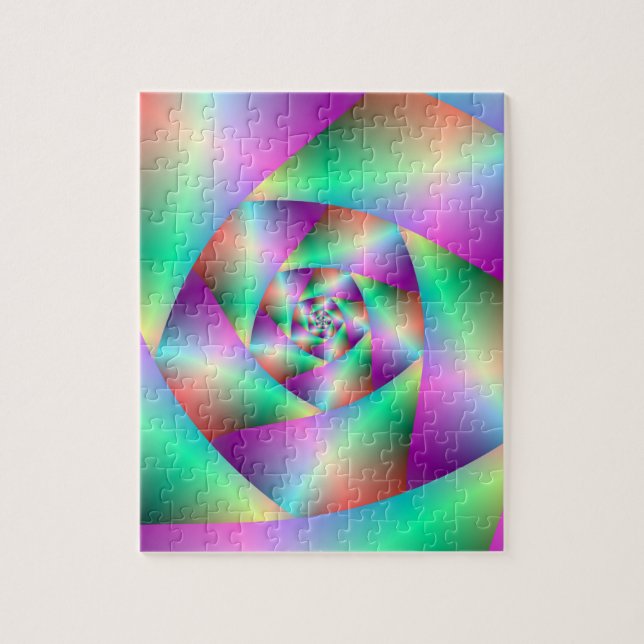 Espiral de rompecabezas en turquesa y rosa (Vertical)