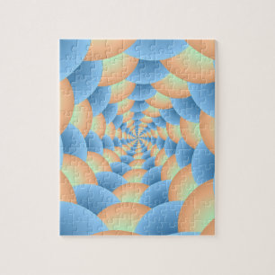 Espiral en rompecabezas azul y rosa