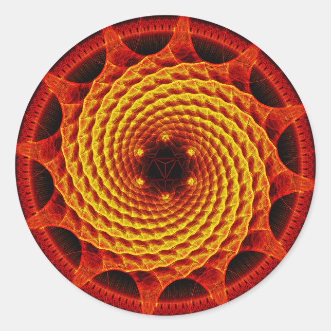 Espiral Merkaba Mandala Pegatina Fractal Rojo (Anverso)