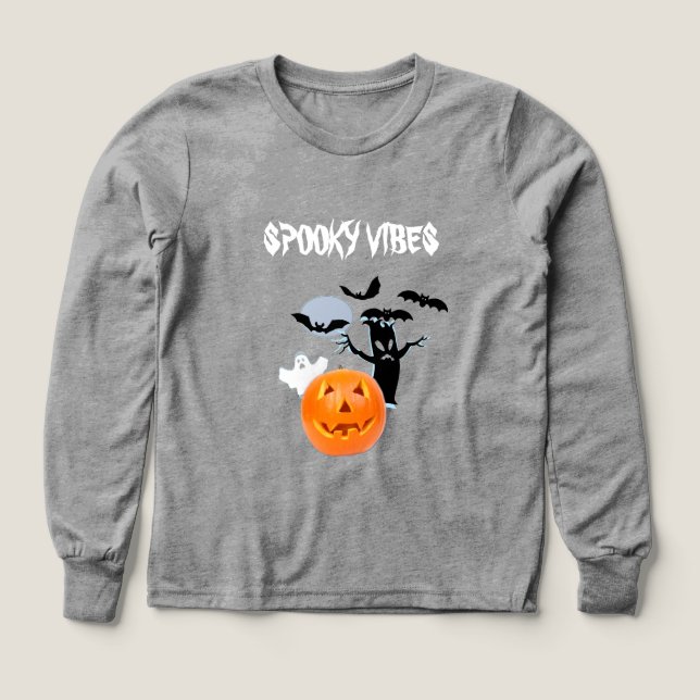 Espíritu blanco inquietante con Halloween con letr (Diseño frontal)