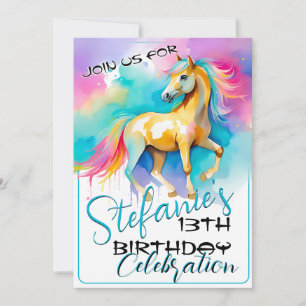 Espíritu colorido Pony 13 Invitación de cumpleaños