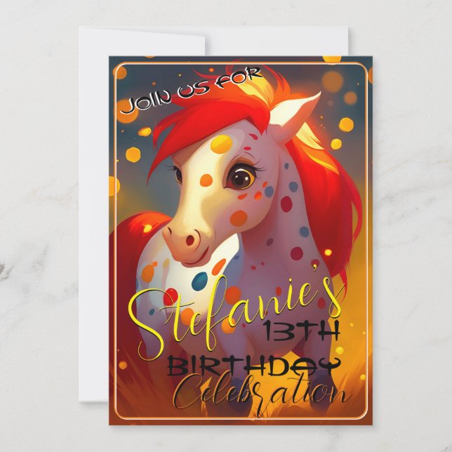 Espíritu colorido Pony 20 Invitación de cumpleaños (Anverso)
