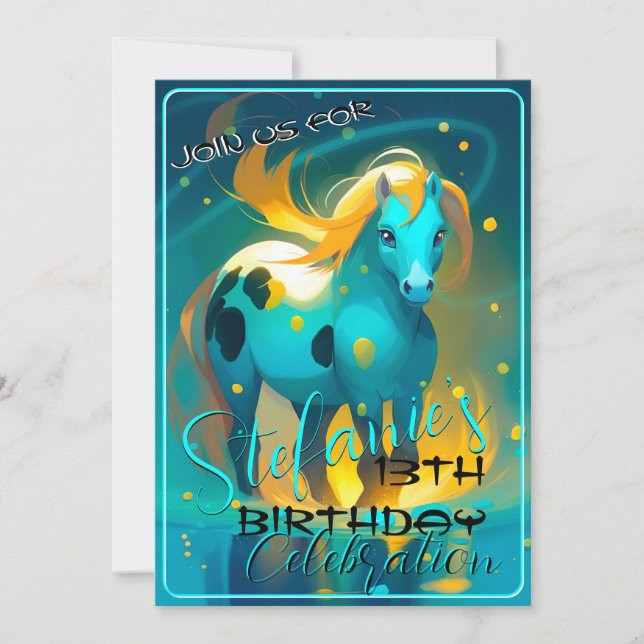 Espíritu colorido Pony 24 Invitación de cumpleaños (Anverso)