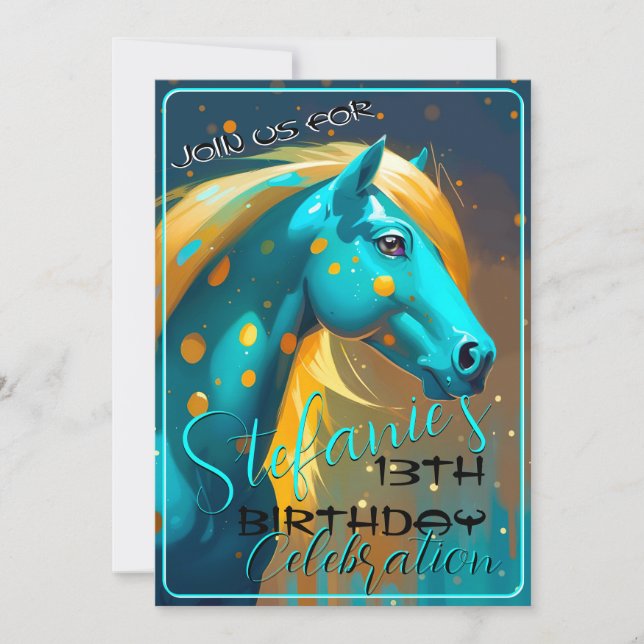 Espíritu colorido Pony 25 Invitación de cumpleaños (Anverso)