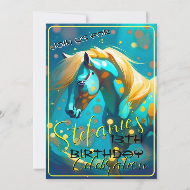 Espíritu colorido Pony 27 Invitación de cumpleaños (Anverso)