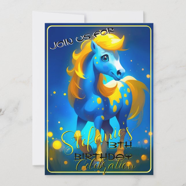 Espíritu colorido Pony 34 Invitación de cumpleaños (Anverso)