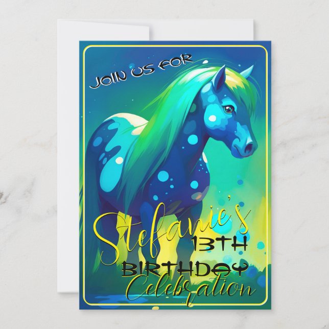 Espíritu colorido Pony 36 Invitación de cumpleaños (Anverso)