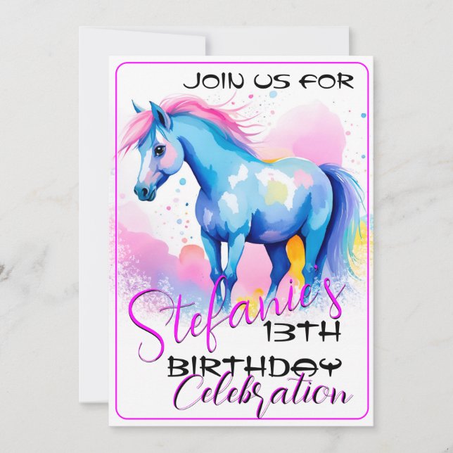 Espíritu colorido Pony 3 Invitación de cumpleaños (Anverso)