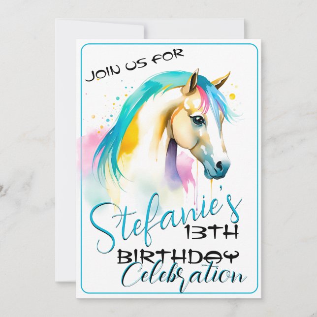 Espíritu colorido Pony 7 Invitación de cumpleaños (Anverso)