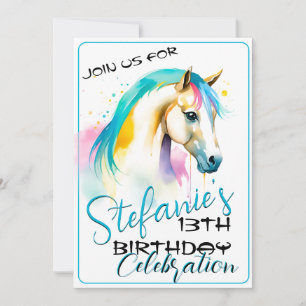 Espíritu colorido Pony 7 Invitación de cumpleaños