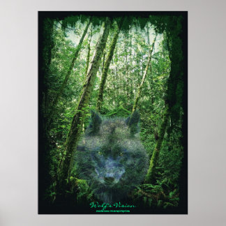Espíritu de lobo gris en Poster de arte de fantasí