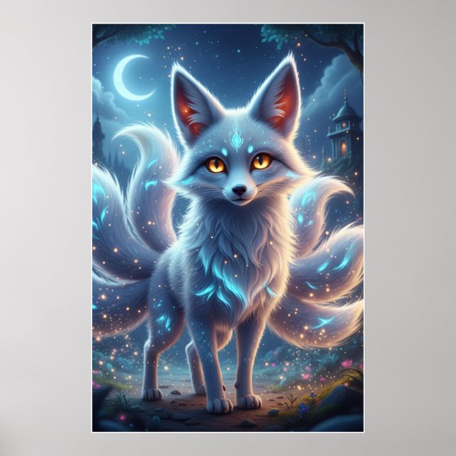 Espíritu de zorro místico – Arte de póster nocturn (Frente)