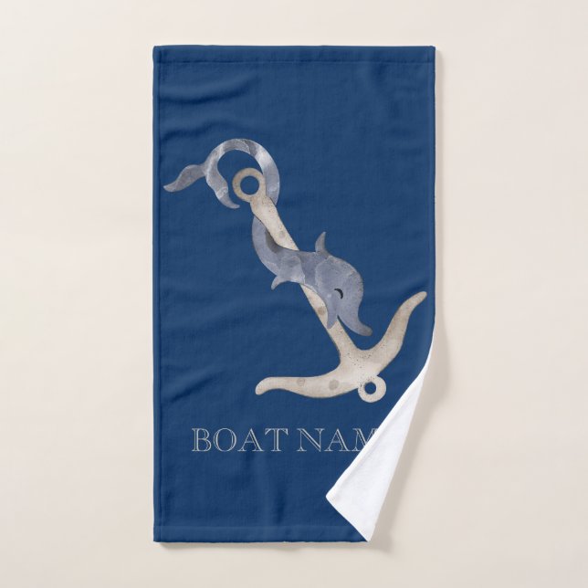 Espíritu Náutico Ancla Delfín Azul Marina (Toalla de mano)