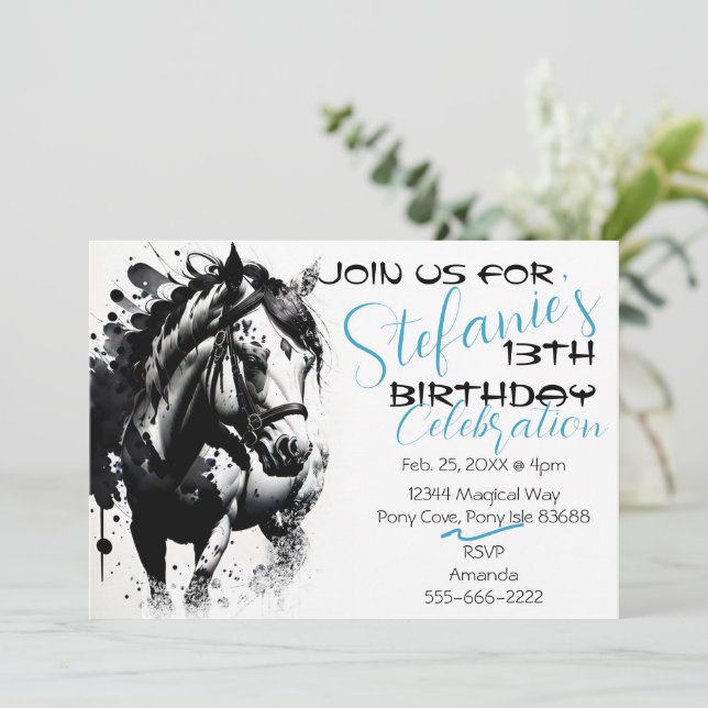 Espíritu Pony 1 Invitación de cumpleaños (Anverso de pie)