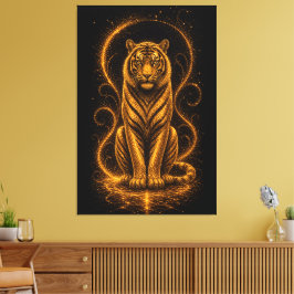 Espíritu Tigre Dorado Celestial – Arte Cósmico Lum