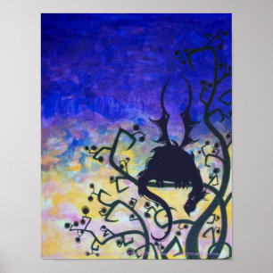 Espléndida silueta de dragón poster de arte fant