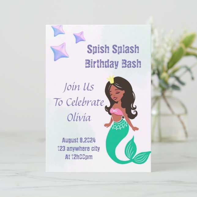 ESPLÉNDOSE BAJO INVITACIÓN DE CUMPLEAÑOS MARÍTIMOS (Anverso de pie)