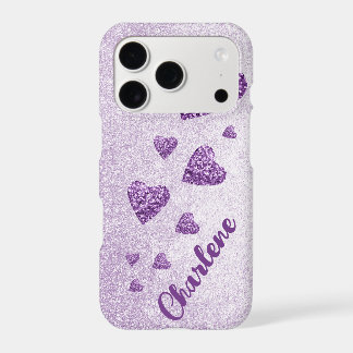 Espliego de corazones de purpurina púrpura