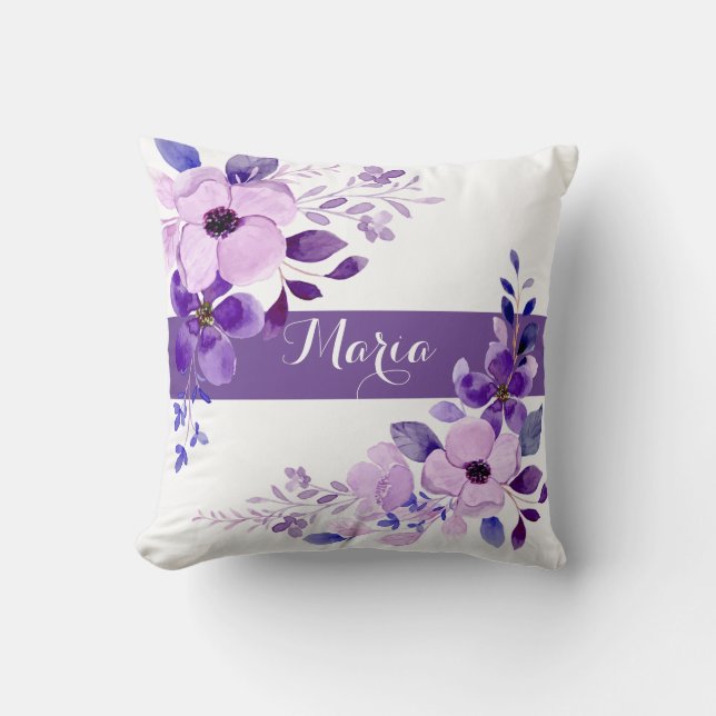 Espliego floral personalizado almohada de lanzamie (Anverso)